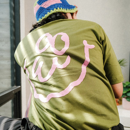 Face Graphic Tee (Green/Pink) image 2